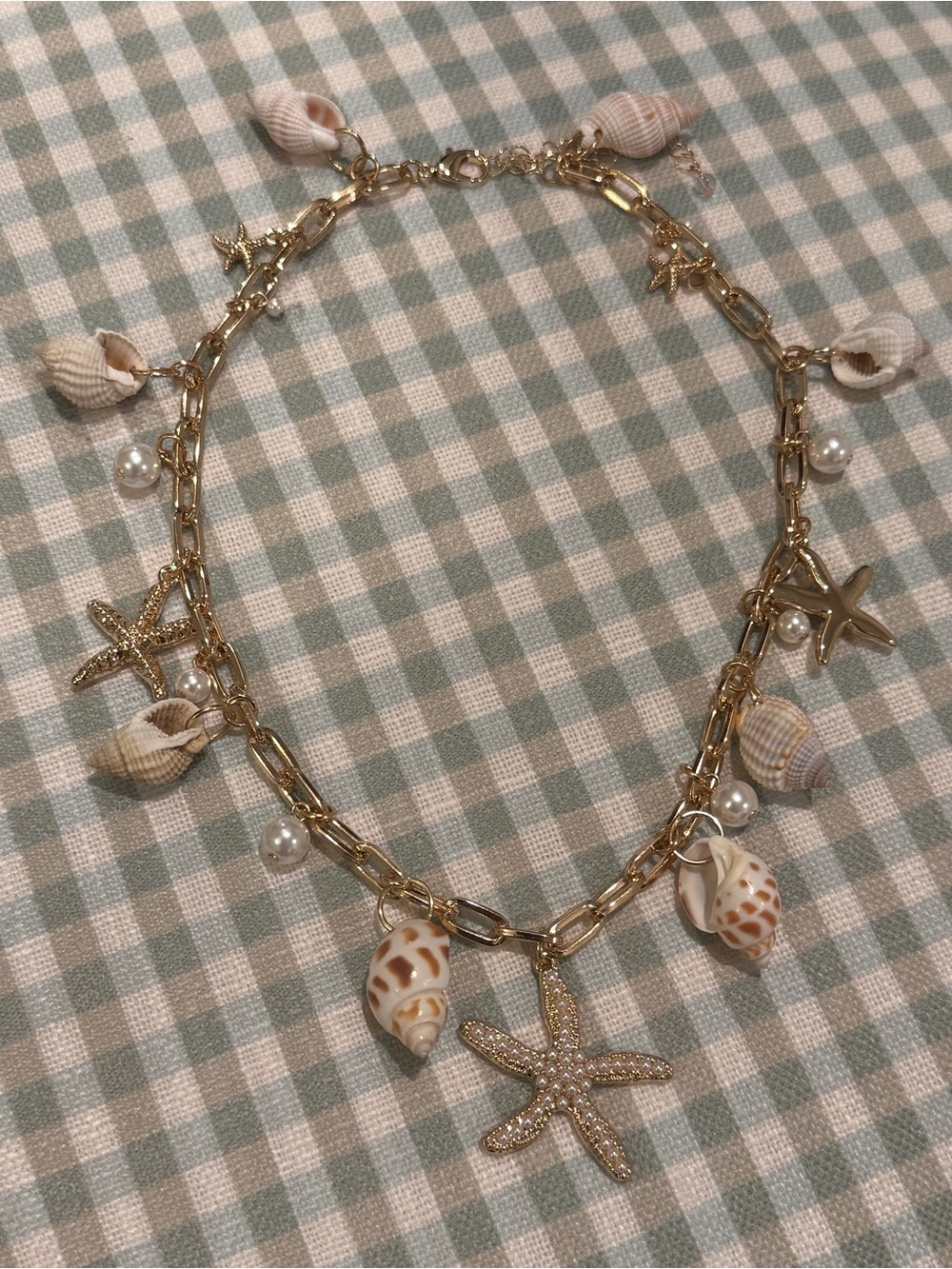 House of Harlow 1960 16”+3”necklace Natural shell Sea-star Pearls gold tone
